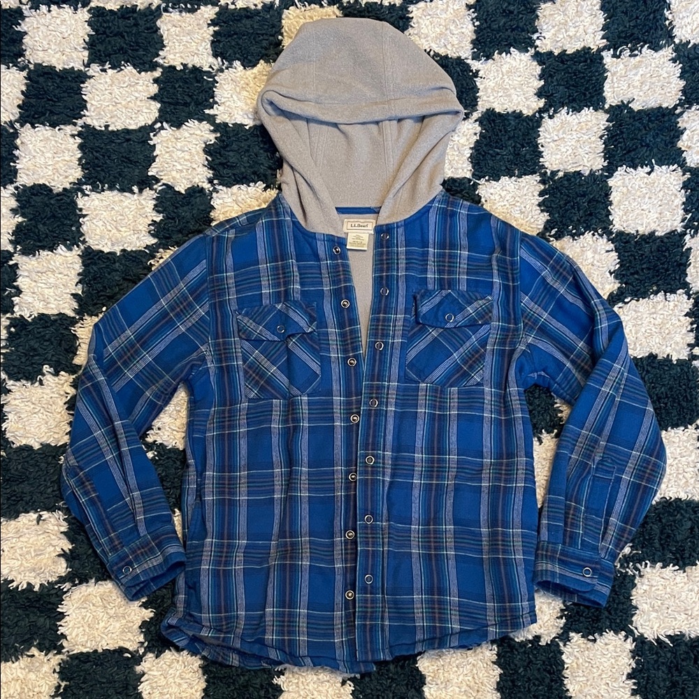 LL Bean Fleece Lined Hooded Flannel (kids)